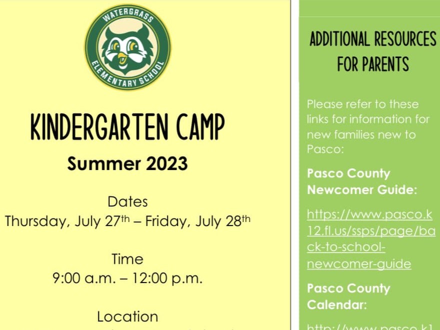 Kinder Camp starts July 27th: Sign up now if you have not already!